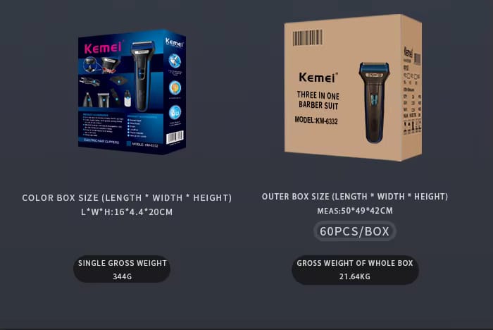 KM-6332 3 in 1 Grooming Kit