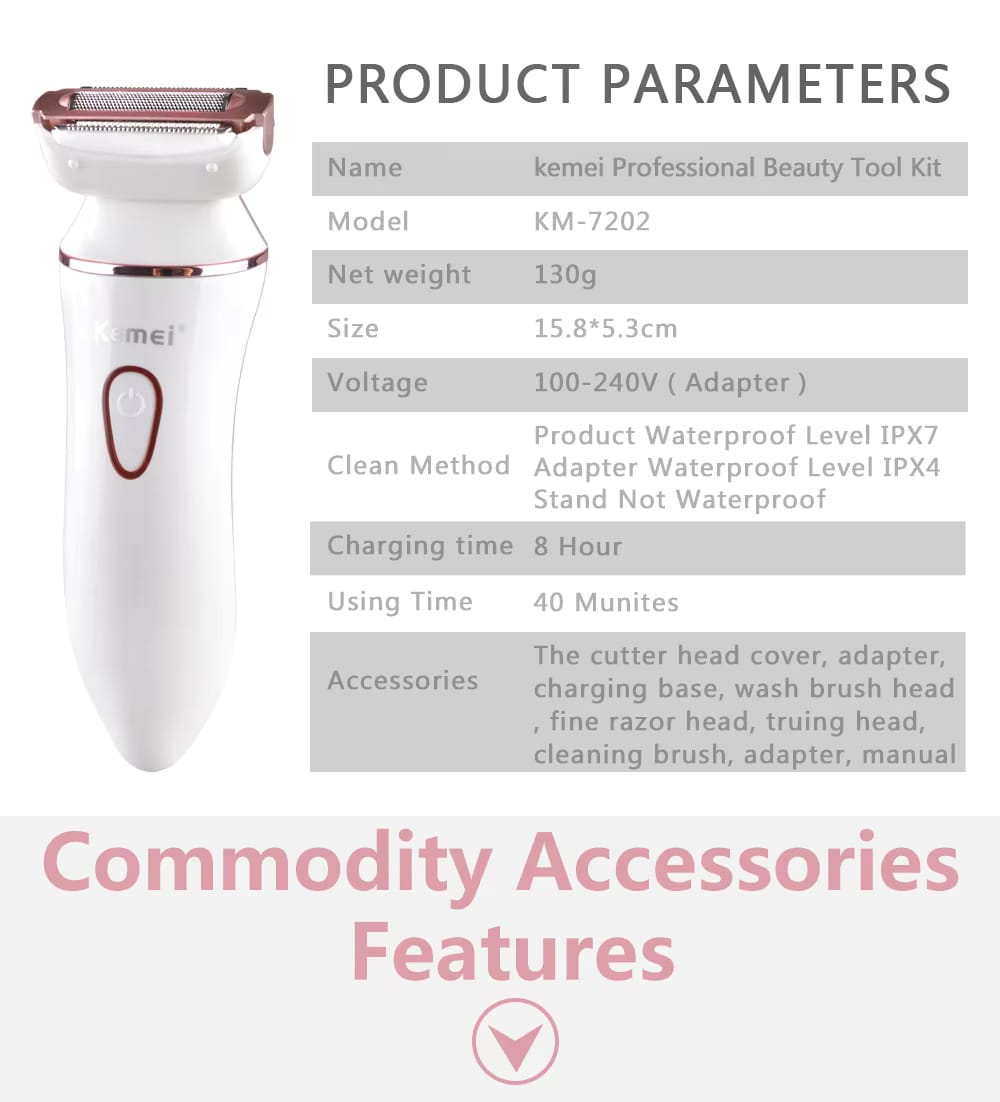 KM-7202 5 in 1 Shaver Epilator