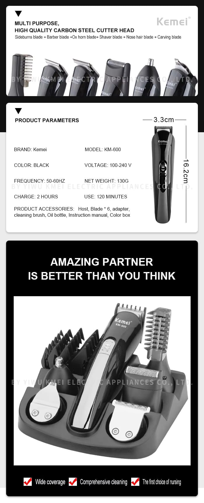 KM-600 11 in 1 Grooming Kit