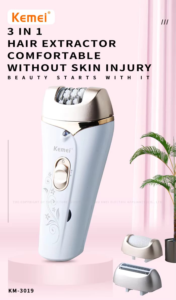 Kemei KM-3019 3-in-1 Women's Electric Epilator - Shaver