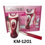 Kemei KM-1201 3-in-1 Rechargeable Epilator, Shaver & Trimmer Kit for Women