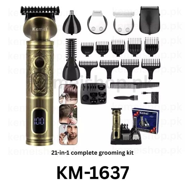 Kemei KM-1637 Digital 21-in-1 Complete Grooming Kit