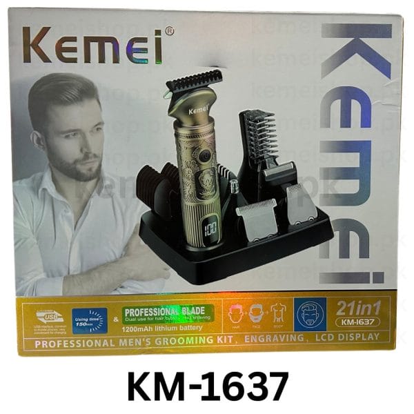 Kemei KM-1637 Digital 21-in-1 Complete Grooming Kit - Image 4