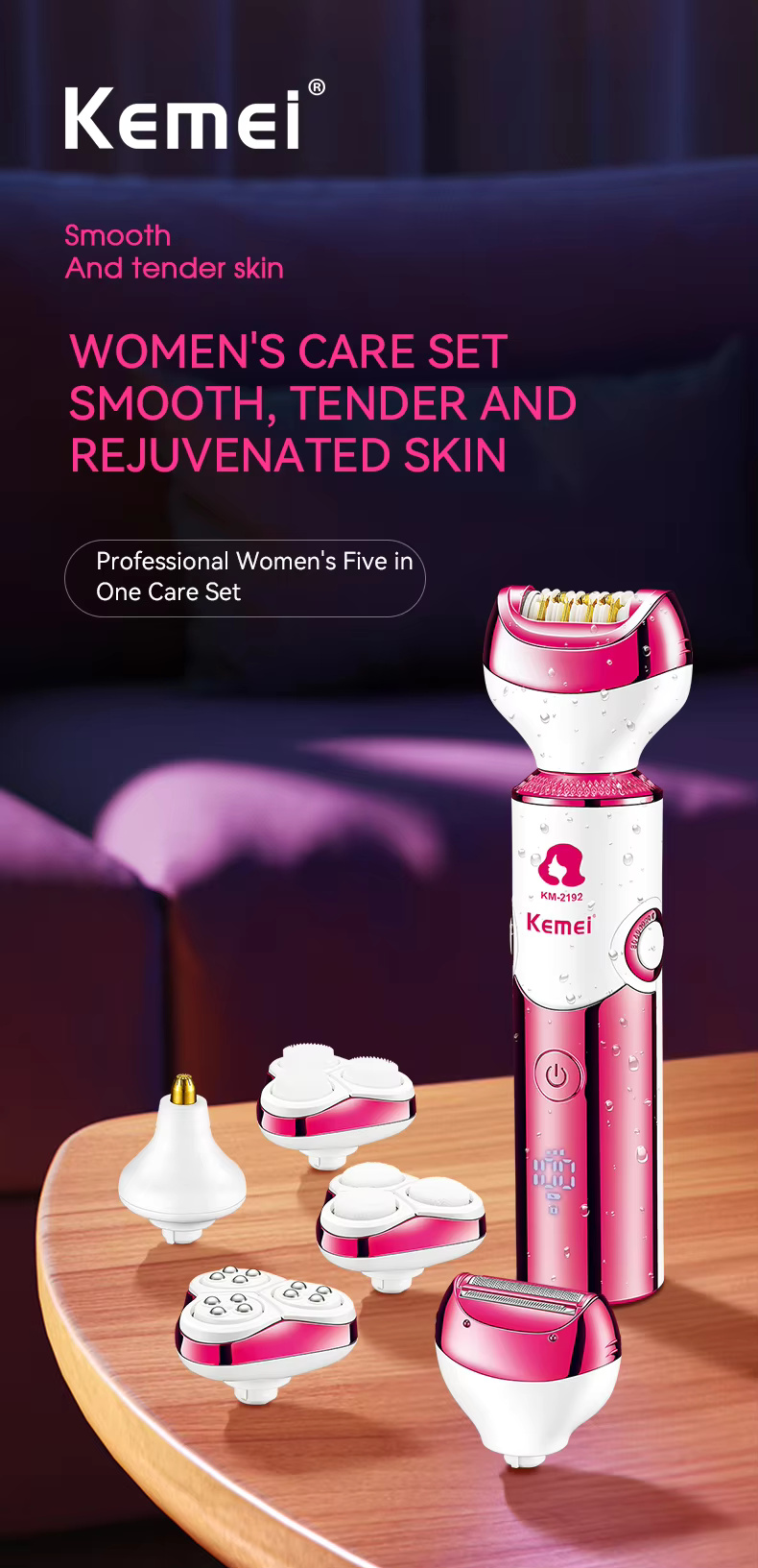 Kemei km-2192 6 in 1 Shaver Epilator