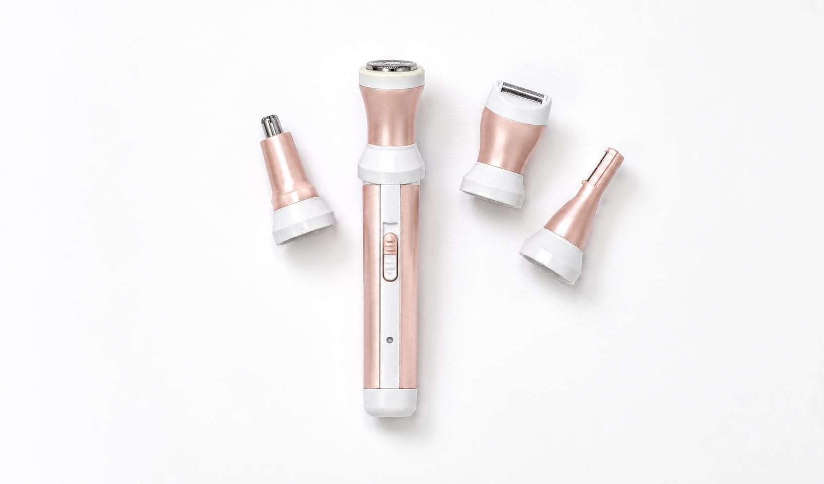 Kemei KM-3024 Review: Is the 4-in-1 Worth It? 1 Kemei KM-3024 ladies 4-in-1 rose gold electric shaver with shaver, nose trimmer, eyebrow trimmer, and body shaver heads