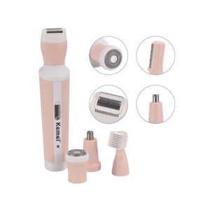 Kemei KM-3024 4-in-1 ladies shaver with foil shaver, round shaver, nose trimmer and eyebrow trimmer heads